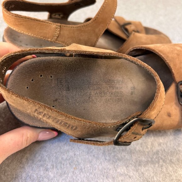 Mephisto Womens Size 38 / US 8 Brown Leather Adjustable Strap Sandals Buckles - Picture 6 of 14